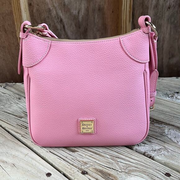 Dooney & Bourke Lucca Pale Pink Pebbled Leather Crossbody Bag. NEW - Picture 1 of 13